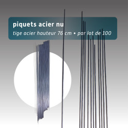 Piquets en acier nus 75 cm - Lot de 100 pour balisage rubalise
